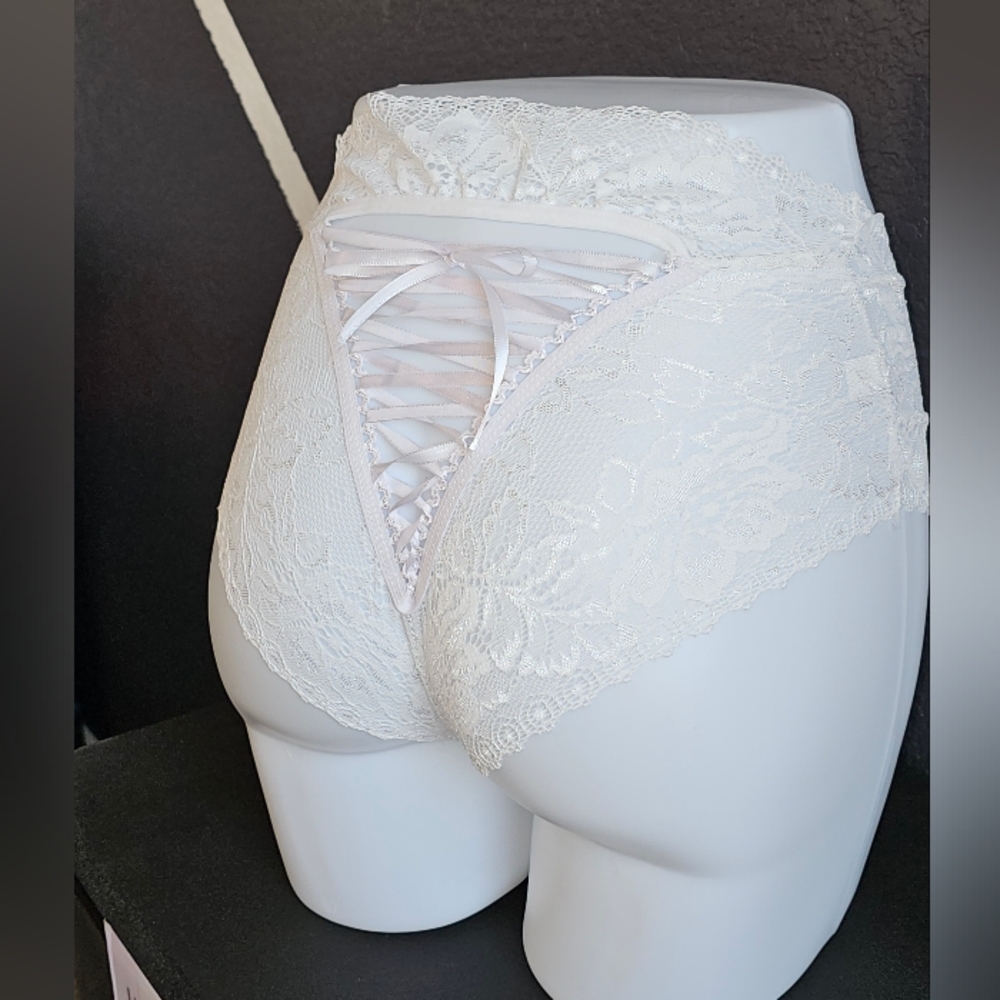 ❤️Last one, Wedding lace up panties, White